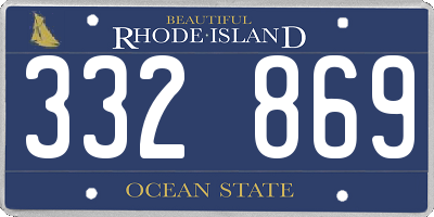 RI license plate 332869