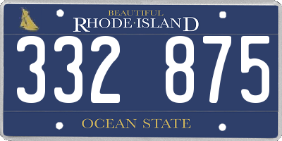 RI license plate 332875