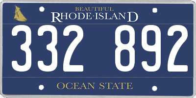 RI license plate 332892