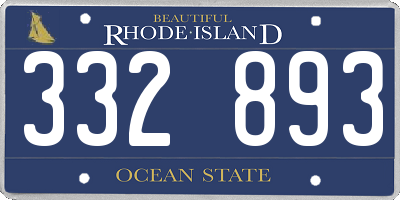 RI license plate 332893
