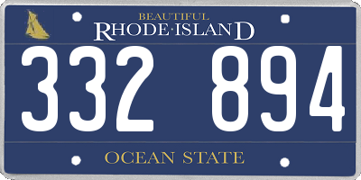 RI license plate 332894