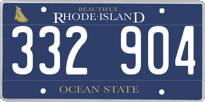RI license plate 332904