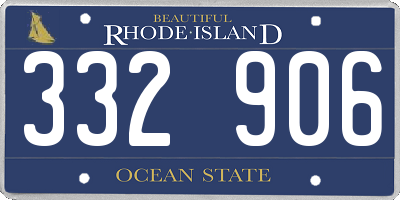 RI license plate 332906