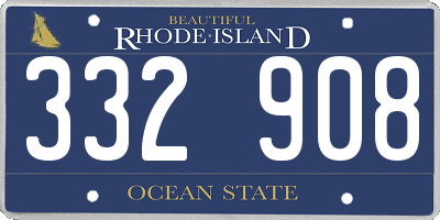 RI license plate 332908