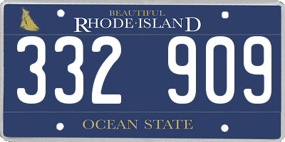 RI license plate 332909