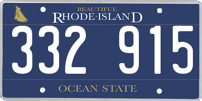 RI license plate 332915