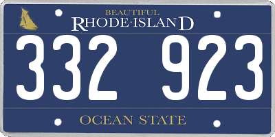 RI license plate 332923