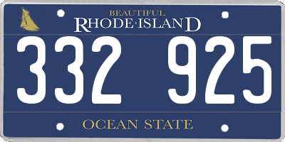 RI license plate 332925