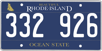 RI license plate 332926