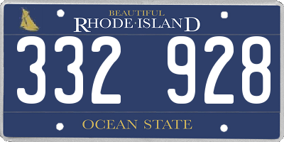 RI license plate 332928