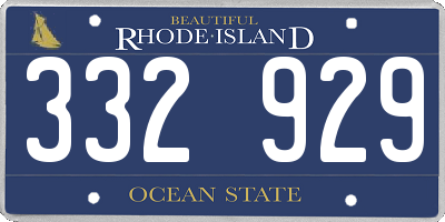 RI license plate 332929