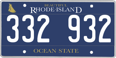 RI license plate 332932