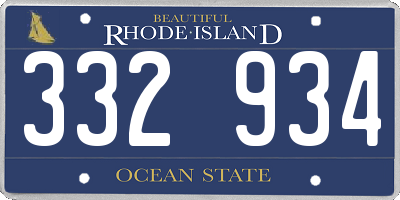 RI license plate 332934