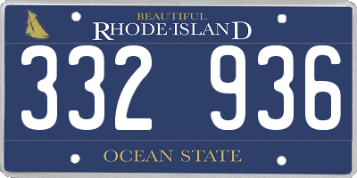 RI license plate 332936
