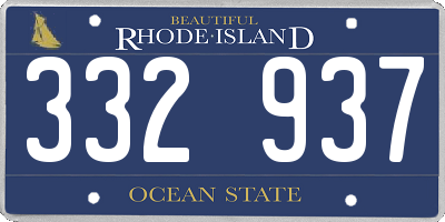 RI license plate 332937