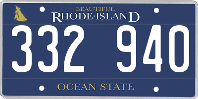 RI license plate 332940