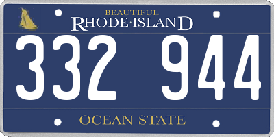 RI license plate 332944