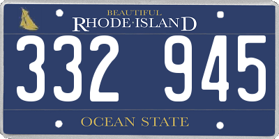 RI license plate 332945