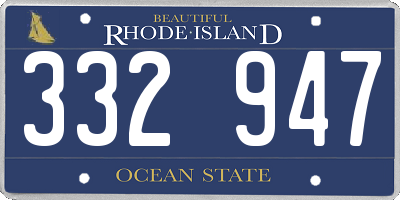 RI license plate 332947