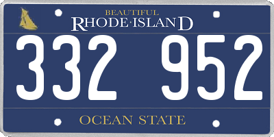 RI license plate 332952