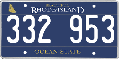 RI license plate 332953