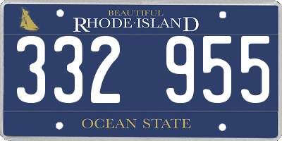 RI license plate 332955