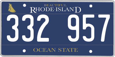 RI license plate 332957