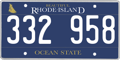 RI license plate 332958