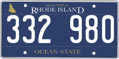 RI license plate 332980
