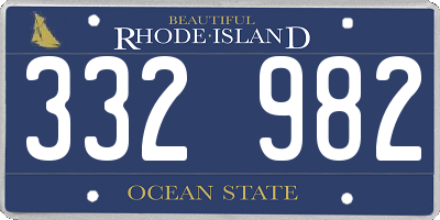 RI license plate 332982