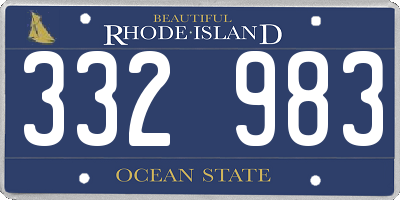 RI license plate 332983