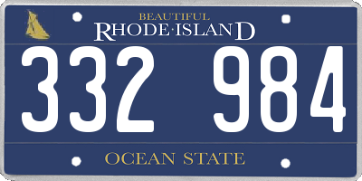 RI license plate 332984