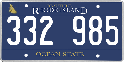 RI license plate 332985