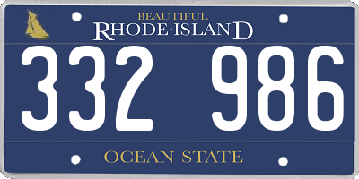 RI license plate 332986