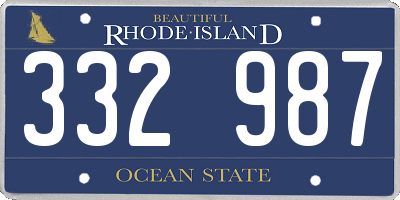 RI license plate 332987