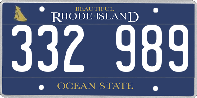 RI license plate 332989