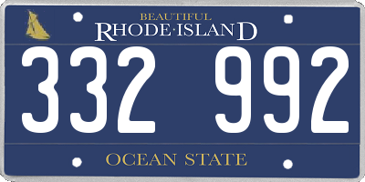 RI license plate 332992