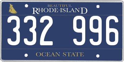 RI license plate 332996