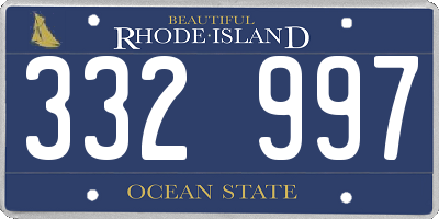 RI license plate 332997