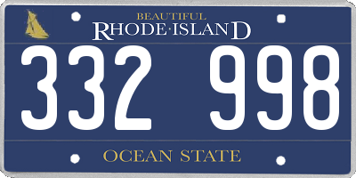 RI license plate 332998