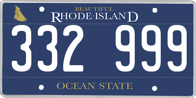 RI license plate 332999