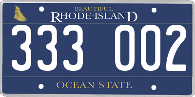 RI license plate 333002