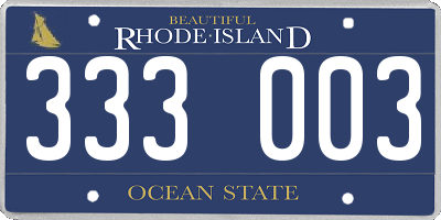 RI license plate 333003