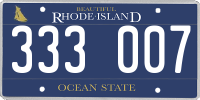 RI license plate 333007