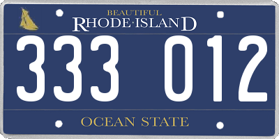 RI license plate 333012