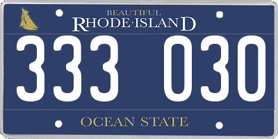 RI license plate 333030