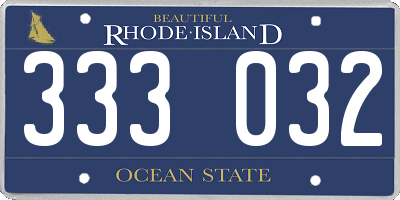 RI license plate 333032