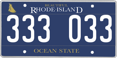 RI license plate 333033