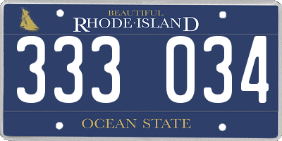RI license plate 333034