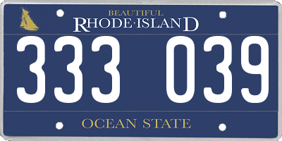 RI license plate 333039